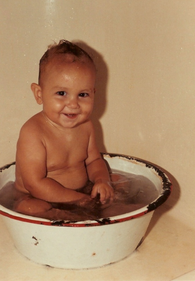 baby in washtub